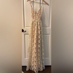 Altar'd State Cream Lace Floral Maxi Dress